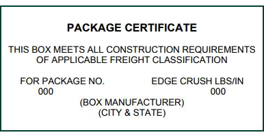 Box manufacturer certificate edge crush test ECT